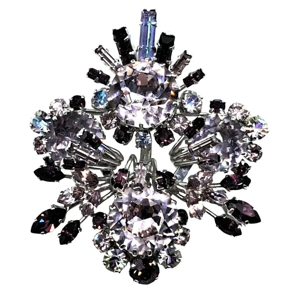 Austria Alexandrite Rhinestone Brooch Purple Blue Austrian Pin Vintage Costume J